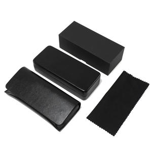 Étui à lunettes en cuir rectangulaire, couleur unie, chiffon de nettoyage en microfibre inclus pour le rangement et la protection des lunettes de soleil et des lunettes - Product Image 1