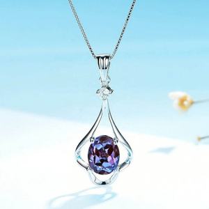 925 Sterling Silver <b>Alexandrite</b> Pendant for Women Unique Color-Changing <b>Necklace</b> with Rhodium Plating Exclusive for Kids - Product Image 2
