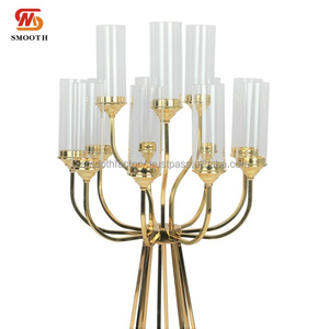 LEDA Wedding Events Table Decor Modern Luxury Metal Gold <b>Candlestick</b> Candle Holder - Product Image 3