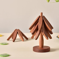 Ensemble de dessous de plat en bois en forme d'arbre 4 pièces pour Halloween sous-verres de noël théière Pots isolation plat chaud tapis Pad élégant sous-verres d'arbre