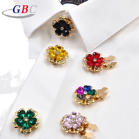 Kancing Berhias Bunga Rhinestone untuk Kemeja, Penutup Manset, Logo Merek, Kancing Logam Dekoratif Khusus untuk Kemeja