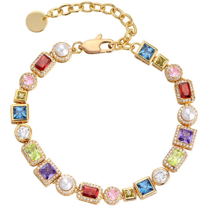 Colored zirconium bracelet [Gold]