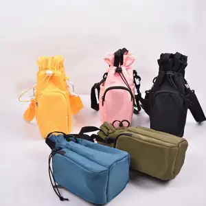 Trendy water bottle printed adjustable strap with padding pocket waterproof cycling insulated picnic school carrier wine bag