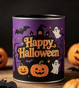 Tube en papier biodégradable imprimé sur mesure, boîte cylindrique en carton personnalisable pleine grandeur pour l'emballage de bonbons d'Halloween et de Noël - Product Image 3