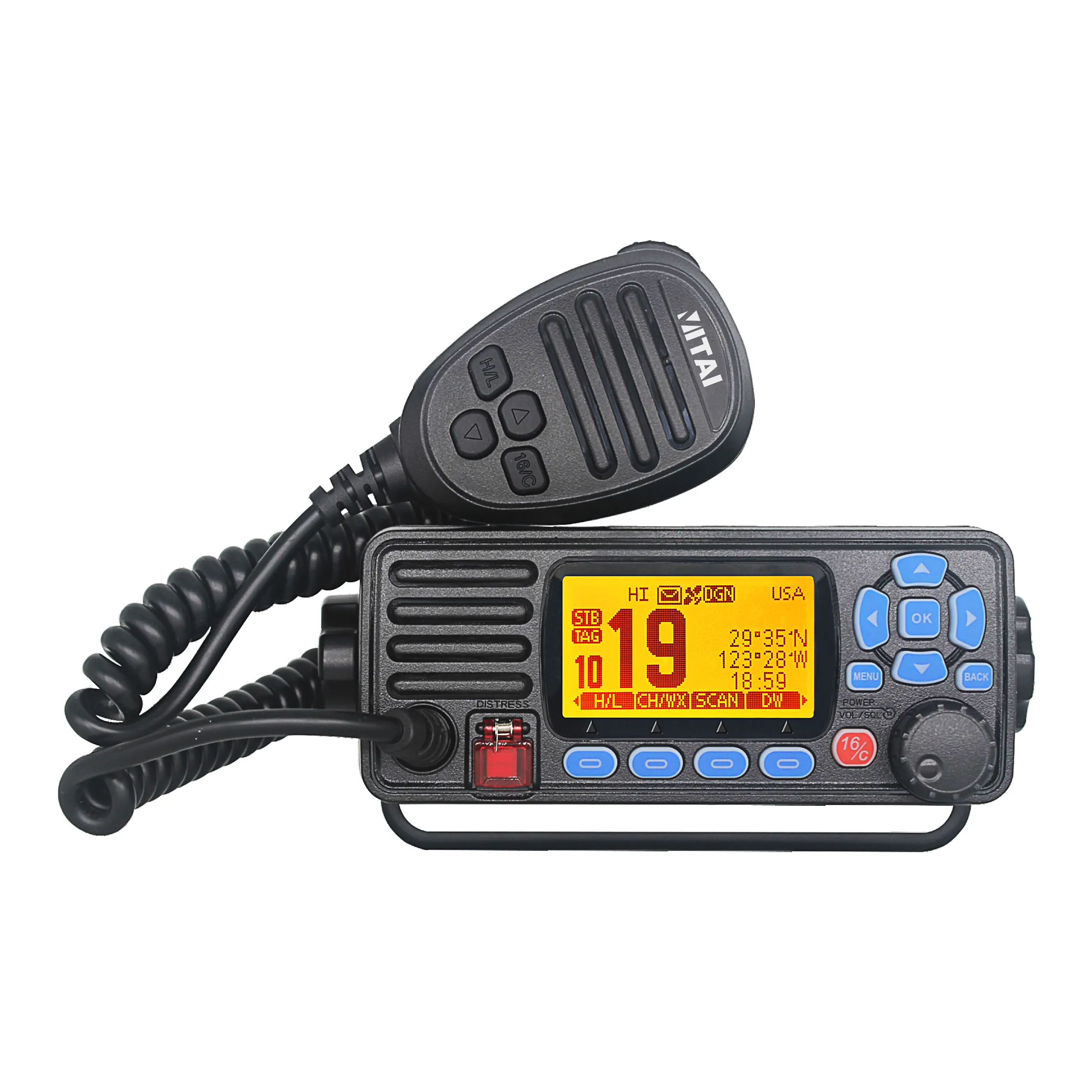 VITAI VT-380MG Tamanho pequeno para fácil instalação VHF Marine Transceiver Built-in GPS IPX7 Waterproof Marine Radio