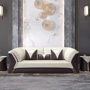 현대 홍콩 스타일 라이트 럭셔리 첫 번째 레이어 소가죽 소파 학교 용 거실 또는 쇼핑몰 목재 가구 - Product Image 5