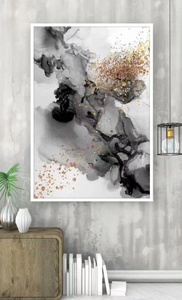 Khách sạn tác phẩm nghệ thuật Nhà cung cấp sơn trang trí và nhà máy đơn giản tùy chỉnh kích thước thiết kế hiện đại trừu tượng vải in màu đen và trắng - Product Image 5