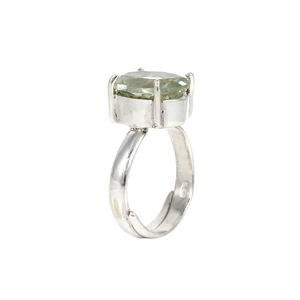 Bague en argent indien avec améthyste verte naturelle sertie clos, fournisseur de bijoux fins, bague en vermeil avec pierres précieuses, collection Eternity - Product Image 3