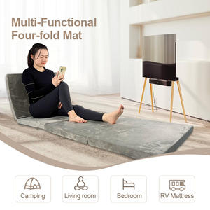 Matelas en mousse à mémoire de forme pliable personnalisé à quatre volets, <span class=keywords><strong>surmatelas</strong></span> simple avec housses lavables pour les voyages et les invités - Product Image 4
