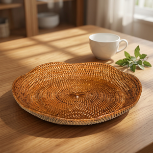 Bandeja de Almacenamiento de Ratán Irregular, Diseño Clásico sin Acabado, Apta para Alimentos, Reutilizable, de un Solo Nivel, la Más Vendida en Indonesia - Product Image 1