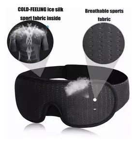 An3d 3D siyah uyku özel göz maskesi buz ipek bellek köpük göz maskesi seyahat uyku göz maskesi ile ayarlanabilir kayış - Product Image 4