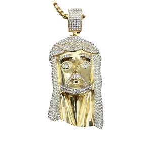 Colar de Aço Inoxidável 316L Antiferrugem com Pingente de Jesus Cravejado com Zircônia Cúbica AAA, Joia Religiosa Hip Hop - Product Image 1