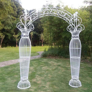 قوس حديدي أبيض على الطراز الأوروبي I1229 لمدخل حفلات الزفاف وتزيين الحدائق - Product Image 3