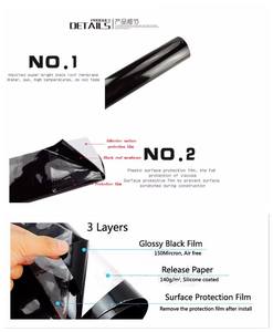 PET pppf لمعان أسود داكن لاصق خدوش مركبة فينيل-رقائق أتوماتيكية لتغليف السيارة سقف الشمس طلاء ملصق فولي - Product Image 5