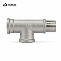 Raccord en T allongé en acier inoxydable 304, filetage femelle G BSPP de 1/2 à 1 pouce et filetage mâle ZG BSPT, connecteur 3 voies pour eau et gaz