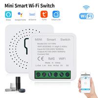 Mini Interrupteur Intelligent Tuya WiFi+RF433mhz 16A, Commutateur à Commande Bidirectionnelle, Disjoncteur Intelligent, Contrôle Smart Life, Compatible avec Alexa Google Home Alice