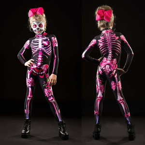 Halloween Jumpsuit Cosplay Trang Phục Cho Người Lớn Gothic Victoria Phong Cách Với Skull Skeleton In Màu Kép Mới Cho Halloween - Product Image 4