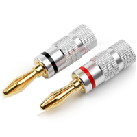 Connecteur banane 4 mm plaqué or 24 carats pour câbles de haut-parleurs audio