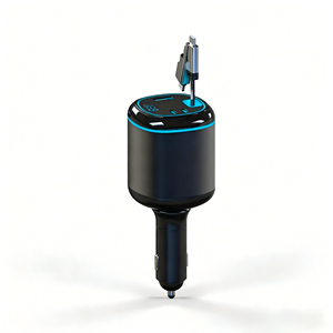 Caricabatterie <span class=keywords><strong>Auto</strong></span> Retrattile 4-in-1 con Ricarica Rapida, Multiporta Universale con Cavo Type-C/<span class=keywords><strong>iPhone</strong></span> e Display Digitale - Product Image 2