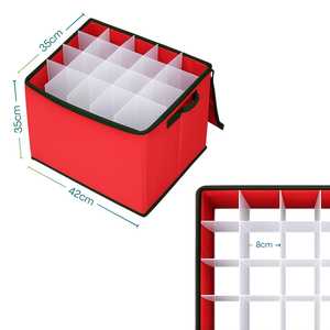 Scatola porta palline di Natale 43x35x35 cm con cerniera e maniglie, scomparti modulari per un massimo di 80 ornamenti - Product Image 3