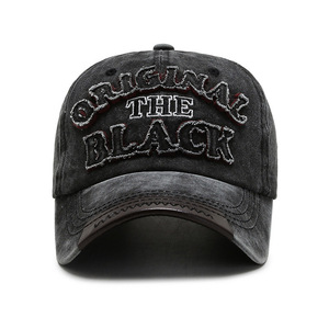 <span class=keywords><strong>Gorra</strong></span> de Béisbol Vintage de Lona Lavada con Bordado de Letras, Visera Precurvada, Estilo Desgastado, Cierre a Presión, para Primavera y Otoño, Deportes al Aire Libre, Protección Solar - Product Image 5