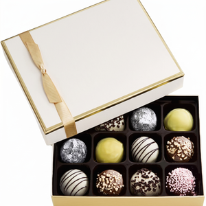 White Gold Foil Stamping Magnetic Closure Rigid Cardboard Packaging Luxury Truffle Sweet Candy <b>Dessert</b> Chocolate <b>Box</b> - Product Image 1