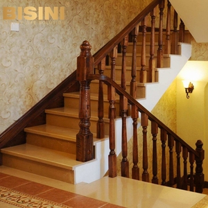 Rampe <span class=keywords><strong>d</strong></span>'escalier en bois <span class=keywords><strong>de</strong></span> rose noyer noir <span class=keywords><strong>de</strong></span> style néoclassique fabriquée en usine Villa en bois acajou escalier en forme <span class=keywords><strong>de</strong></span> L escalier incurvé - Product Image 1