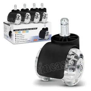 Hochwertige Transparente PU-Bürostuhlrollen 3 Zoll für Schule, Schlafzimmer, Wohnzimmer 40-50kg Tragfähigkeit Stielrollen - Product Image 1