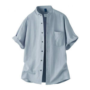 Chemises en lin pour hommes de qualité supérieure, personnalisées, <span class=keywords><strong>col</strong></span> <span class=keywords><strong>Mao</strong></span>, manches courtes, décontractées, respirantes, vente en gros TT - Product Image 2