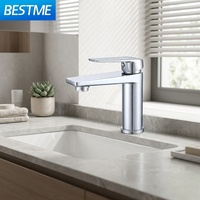 Robinet de lavabo court moderne en acier inoxydable chromé, mitigeur de salle de bain, robinets de douche en acier inoxydable