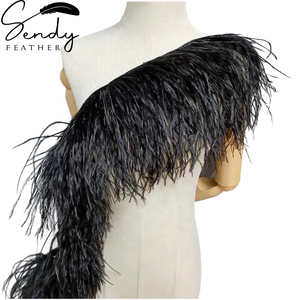 カスタマイズされた色フェザートリムダチョウ10-13cm縫い付けダチョウフェザーフリンジトリミングレース生地布ドレスパジャマ用 - Product Image 5