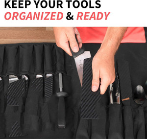 Échantillon gratuit, sac à couteaux professionnel, sac à outils pour couteaux de cuisine, Hunter Pro, anti-rayures, grand sac à couteaux de chef en cuir pour voyage - Product Image 5