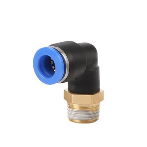 Raccord pneumatique rapide en laiton de 8 mm pour tuyaux d'air avec coude à angle droit PL8-02, filetage externe 10-01, état neuf - Product Image 1