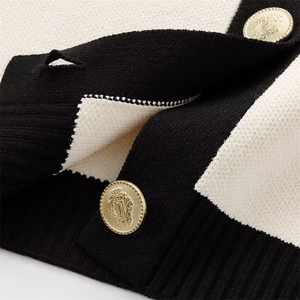 Vêtements pour femmes 2025 été nouveau Style petit parfum Style contraste couleur bouton à manches courtes tricoté <span class=keywords><strong>Cardigan</strong></span> 1822006 - Product Image 5