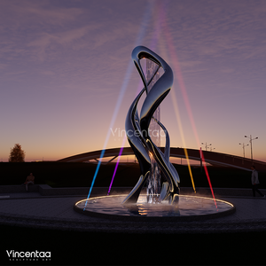 <span class=keywords><strong>Fontana</strong></span> Scultorea Astratta in Acciaio Inossidabile Lucidato a Specchio Vincentaa, <span class=keywords><strong>Arte</strong></span> Pubblica per Piazze Esterne - Product Image 3