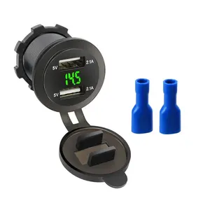 12V 24V 4.2A durchscheinen des wasserdichtes Dual-USB-Voltmeter-PC-Material-Auto ladegerät für Smartphones