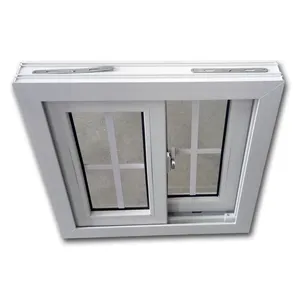نافذة انزلاقية للمنزل والمكتب PVCبناء على زجاج مقسى شفاف غير قابل للكسر للبيع مباشرة من المصنع