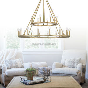 Ретро фермерский вагон колесный большой круглый деревенский светильник двухъярусная металлическая кольцевая люстра - Product Image 5