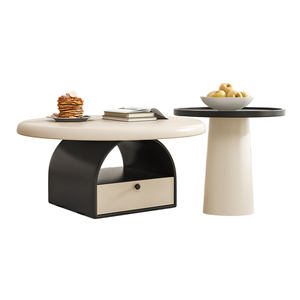 <span class=keywords><strong>Table</strong></span> de chevet <span class=keywords><strong>ronde</strong></span> de style crème moderne pour chambre à coucher de filles <span class=keywords><strong>Table</strong></span> de chevet créative en bois massif avec peinture et rangement - Product Image 3