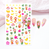 Autocollants 3D Mignons d'Été pour Ongles, Motifs Dessins Animés Fruits Océan Flamants Roses Citrons, Décalcomanies Auto-Adhésives pour Enfants pour Manucure DIY