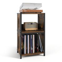 Support de tourne-disque en métal marron à 3 niveaux Table de chevet pour salon chambre à coucher pour stocker des disques vinyle