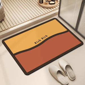 Alfombra de Baño Rectangular de Diseño Minimalista, Antideslizante y Absorbente, con Bloques de Color en Diatomita - Product Image 1