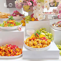 Offre Spéciale Hôtel Fournitures Blanc Acrylique Rectangle Cube Présentoir Alimentaire Buffet Riser Affichage