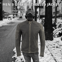 Veste d'hiver personnalisée pour homme, coupe slim, col montant, en cuir gris vieilli, imperméable, éco-responsable, sans ceinture, style urbain, triple épaisseur