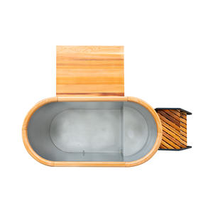 <span class=keywords><strong>Bain</strong></span> froid extérieur en cèdre rouge de style moderne pour la récupération et le bien-être, avec refroidisseur - Product Image 3