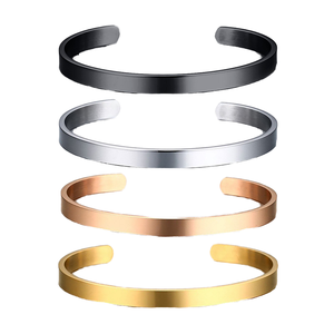 Classic Cuff <b>Bracelets</b> Set In Black <b>Silver</b> Rose Gold And Yellow Gold Plated Alloy For Unisex Fashion Jewelry - Product Image 1