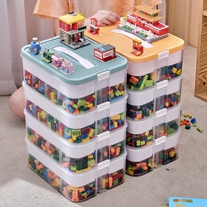 Boîte de <span class=keywords><strong>rangement</strong></span> pour jouets en plastique rectangulaire, créative, pour organiser les blocs de construction, bac de tri, conteneur compartimenté - Product Image 4