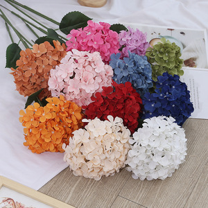 Grandes fleurs d'hortensia artificielles en latex blanc et bleu, fleurs d'hortensia de simulation européenne, décoration de mariage - Product Image 1