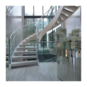 강철 대리석 유리 계단 단 철 부동 나선형 제작 곡선 나무 계단 에이스 계단 난간 디자인 강철 대리석 유리 계단