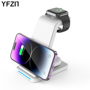 YFZN 3 อิน 1 เครื่องชาร์จไร้สาย 15W แท่นชาร์จเร็วสำหรับโทรศัพท์ นาฬิกา หูฟัง ได้รับการรับรอง Qi - Product Image 3